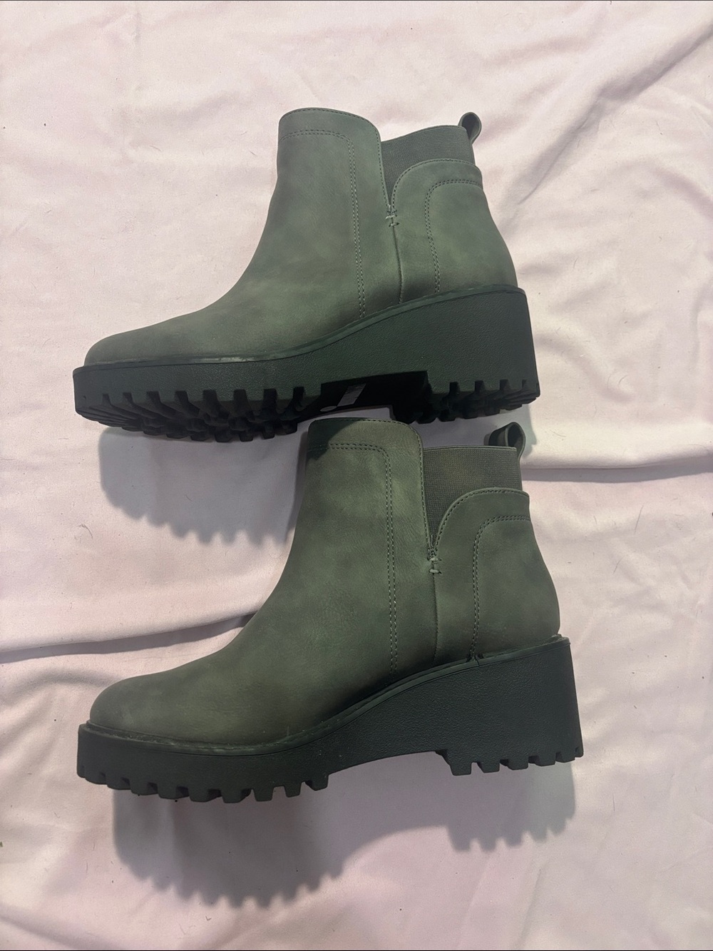Dolce Vita Olive Green Platform Chelsea Booties